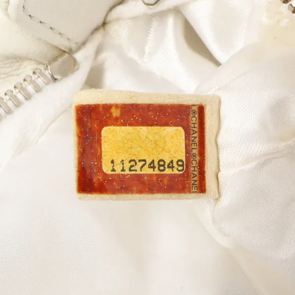 Chanel Around 2007 Made Dotted Cutout Design Cc Mark Charm Chain Shoulder Bag White/Silver