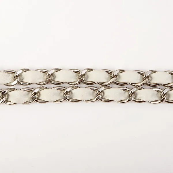 Chanel Around 2007 Made Dotted Cutout Design Cc Mark Charm Chain Shoulder Bag White/Silver