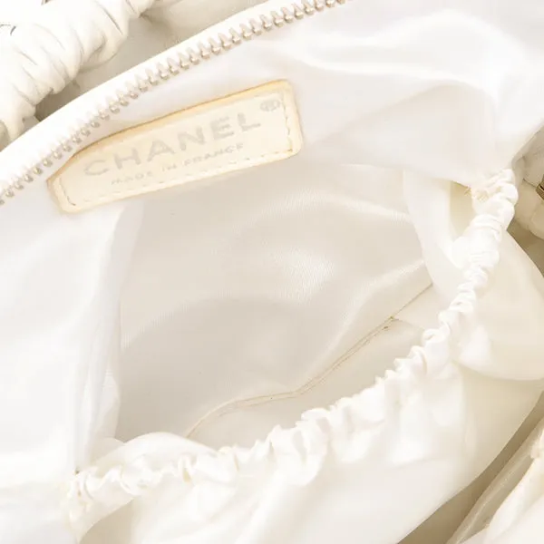 Chanel Around 2007 Made Dotted Cutout Design Cc Mark Charm Chain Shoulder Bag White/Silver
