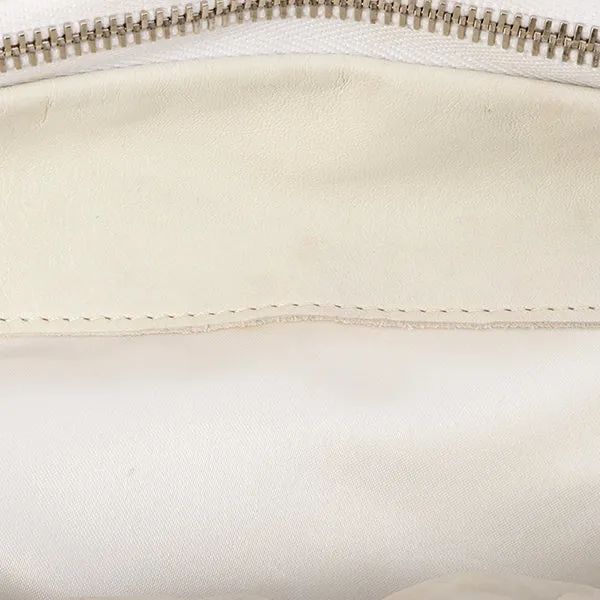 Chanel Around 2007 Made Dotted Cutout Design Cc Mark Charm Chain Shoulder Bag White/Silver