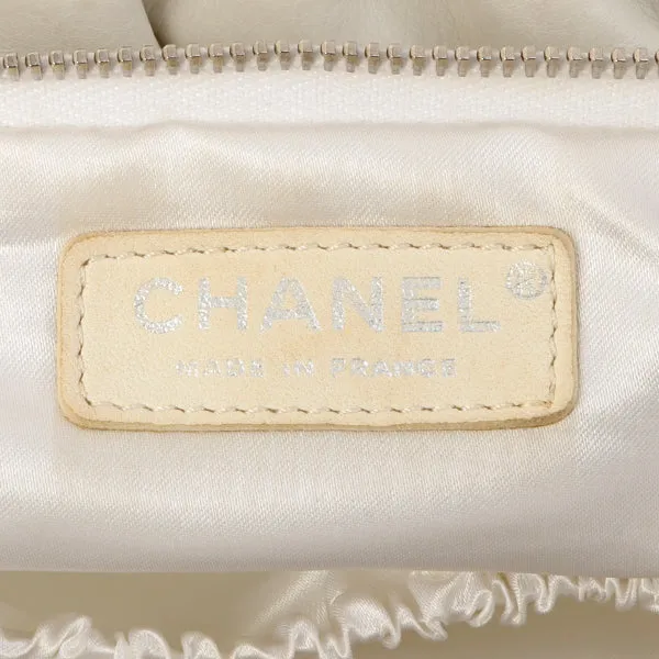 Chanel Around 2007 Made Dotted Cutout Design Cc Mark Charm Chain Shoulder Bag White/Silver