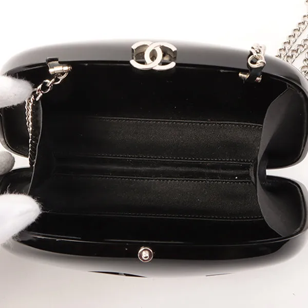 Chanel Around 2007 Plastic Camellia Cutout Chain Bag Black/Silver