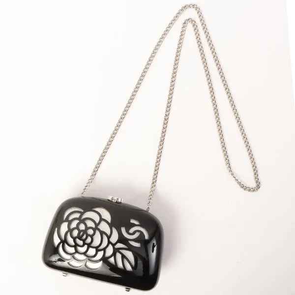 Chanel Around 2007 Plastic Camellia Cutout Chain Bag Black/Silver