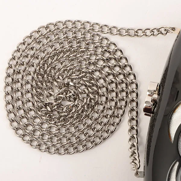 Chanel Around 2007 Plastic Camellia Cutout Chain Bag Black/Silver