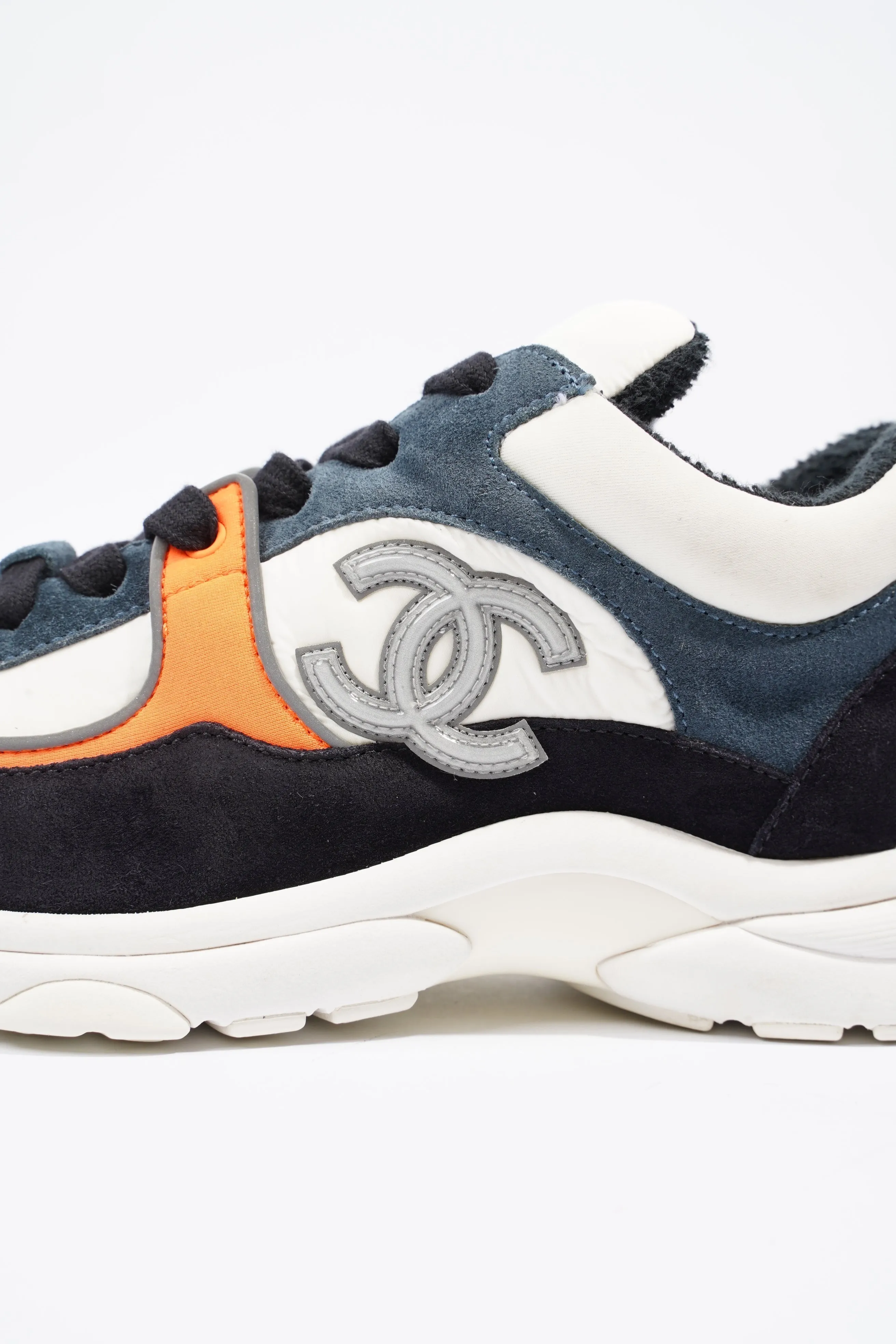 Chanel CC Logo Sneaker White   Black   Orange Suede EU 36 UK 3