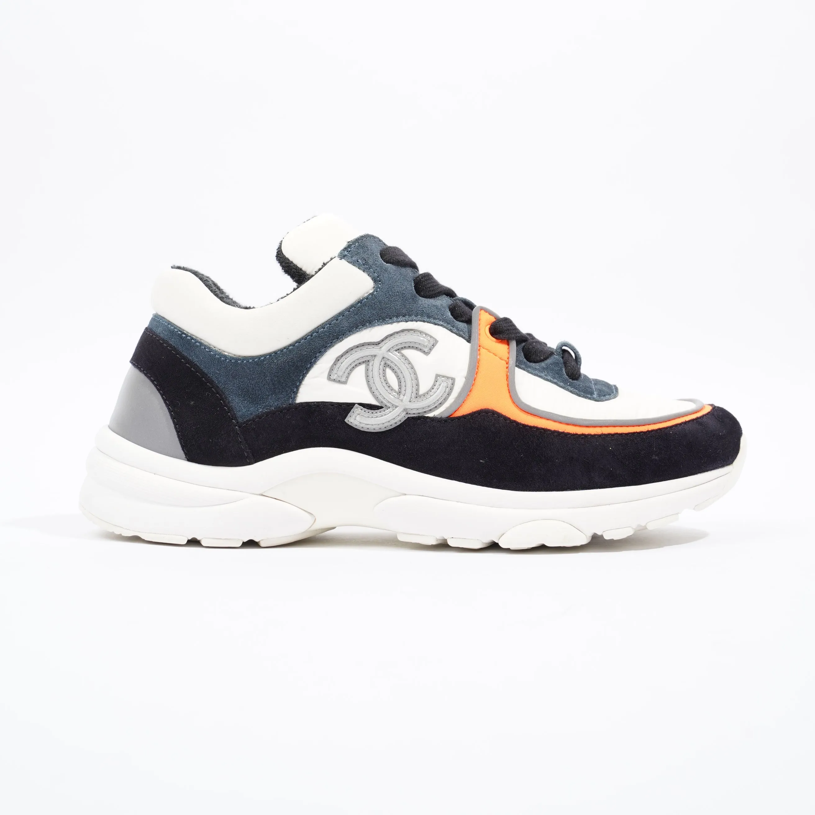 Chanel CC Logo Sneaker White   Black   Orange Suede EU 36 UK 3
