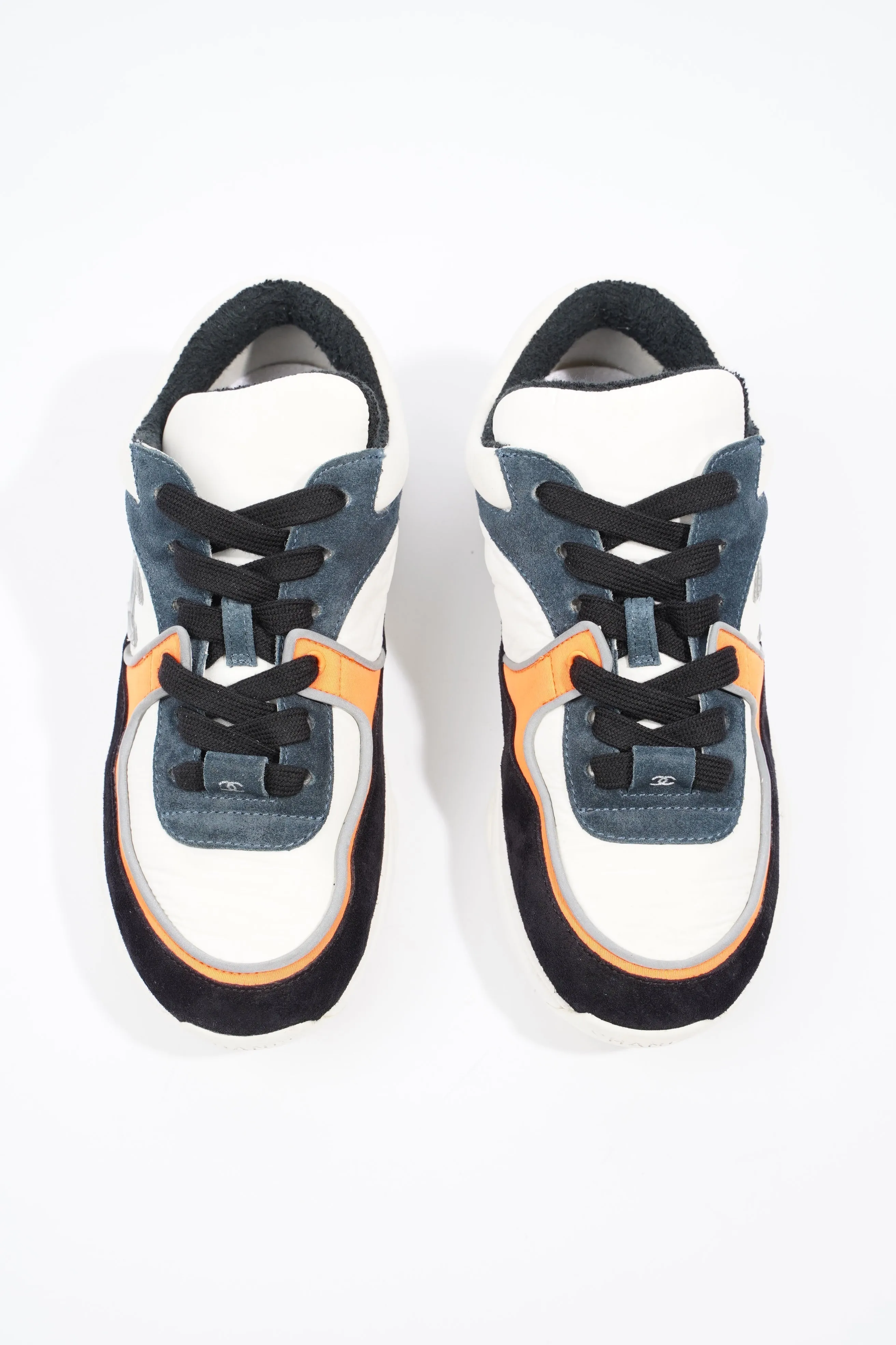 Chanel CC Logo Sneaker White   Black   Orange Suede EU 36 UK 3