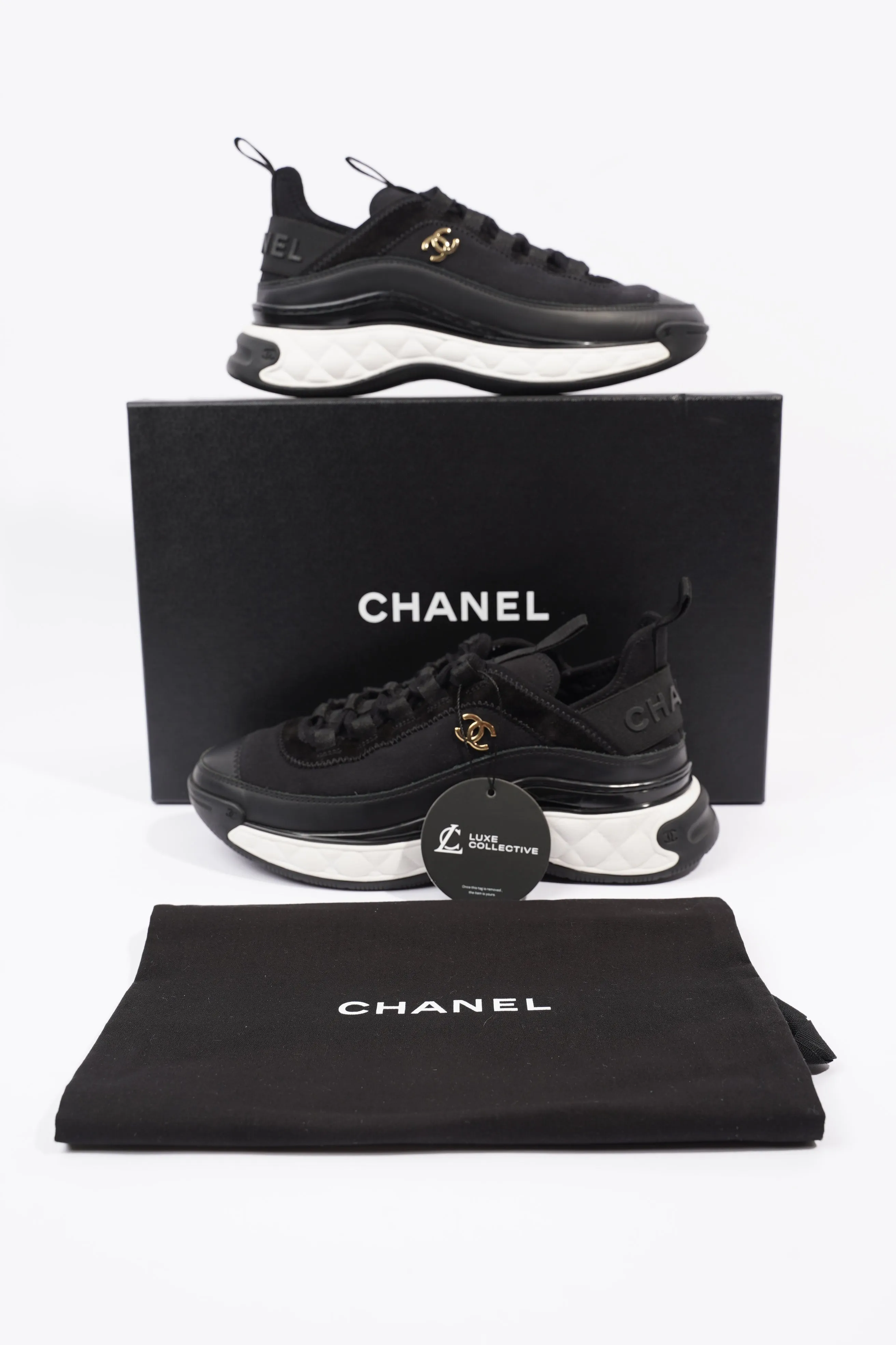 Chanel CC Runners Black   White Nylon EU 36 UK 3