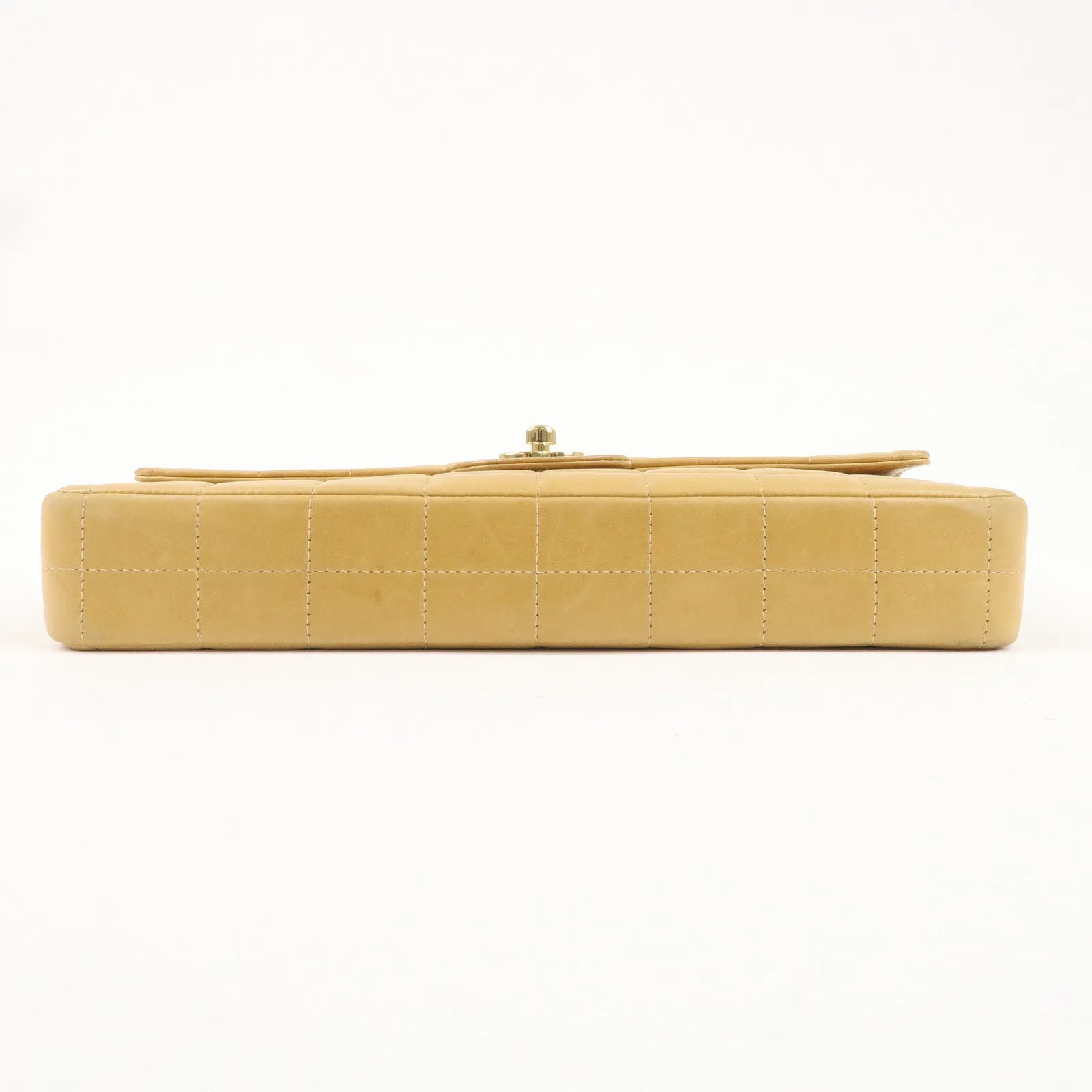 CHANEL Chocolate Bar Lamb Skin Chain Shoulder Bag Beige Gold