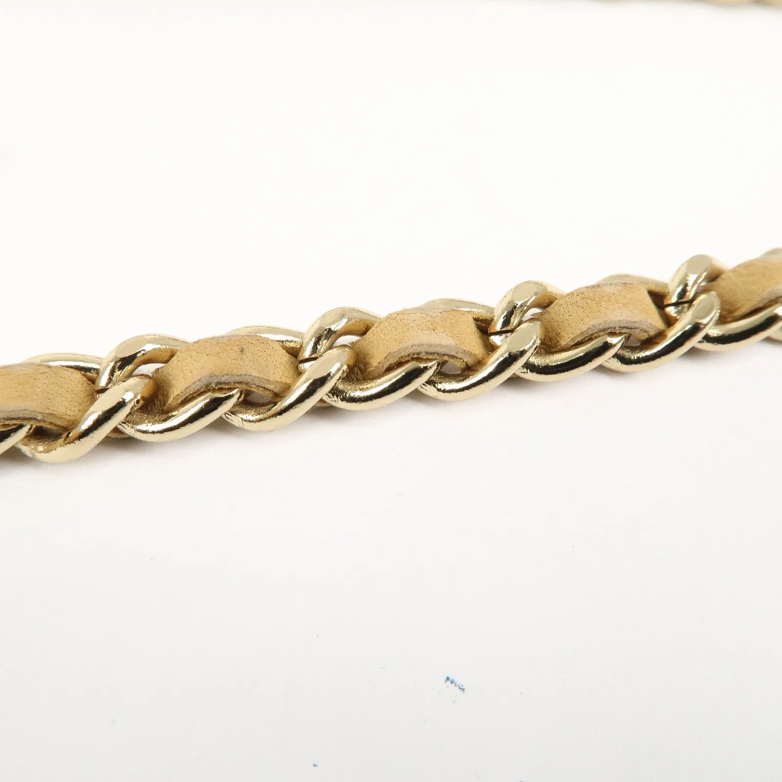 CHANEL Chocolate Bar Lamb Skin Chain Shoulder Bag Beige Gold