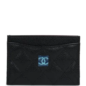Chanel Classic Card Holder Black Caviar Silver Hardware