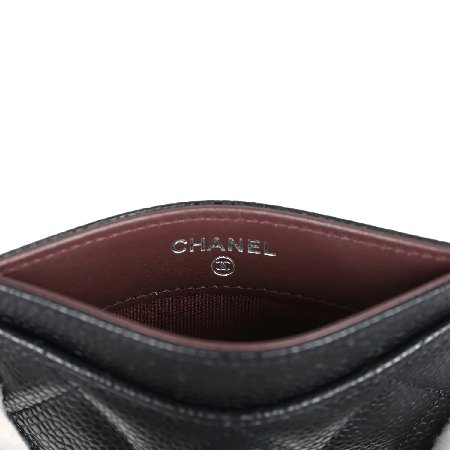 Chanel Classic Card Holder Black Caviar Silver Hardware