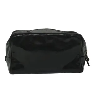 CHANEL Clutch Bag Patent leather Black CC Auth bs9031