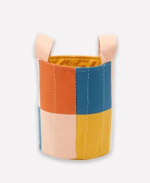 Checkered Fabric Storage Basket Small - Mustard