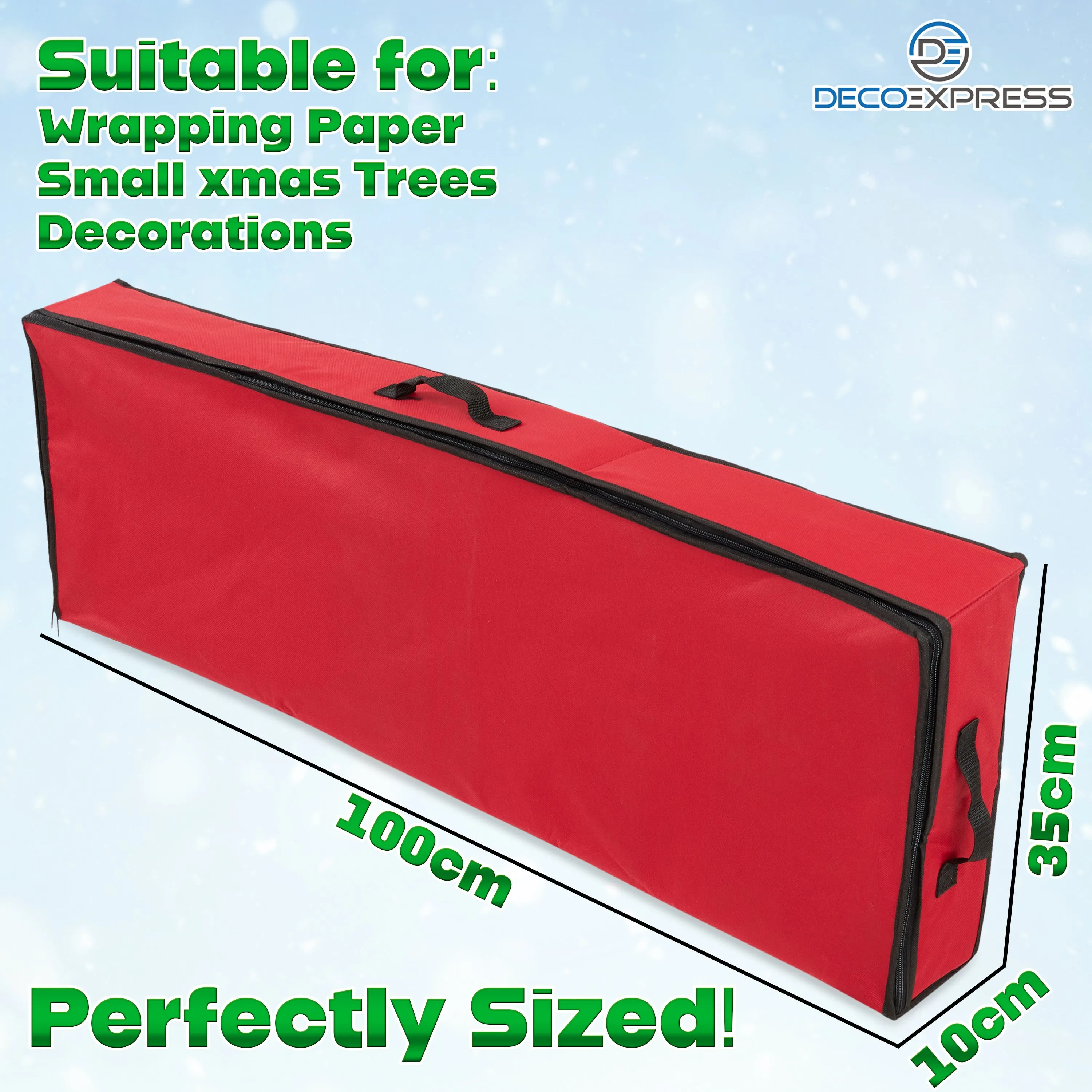Christmas Tree Storage Bag - Zipped Christmas Storage Tree Bag - Red 100 cm