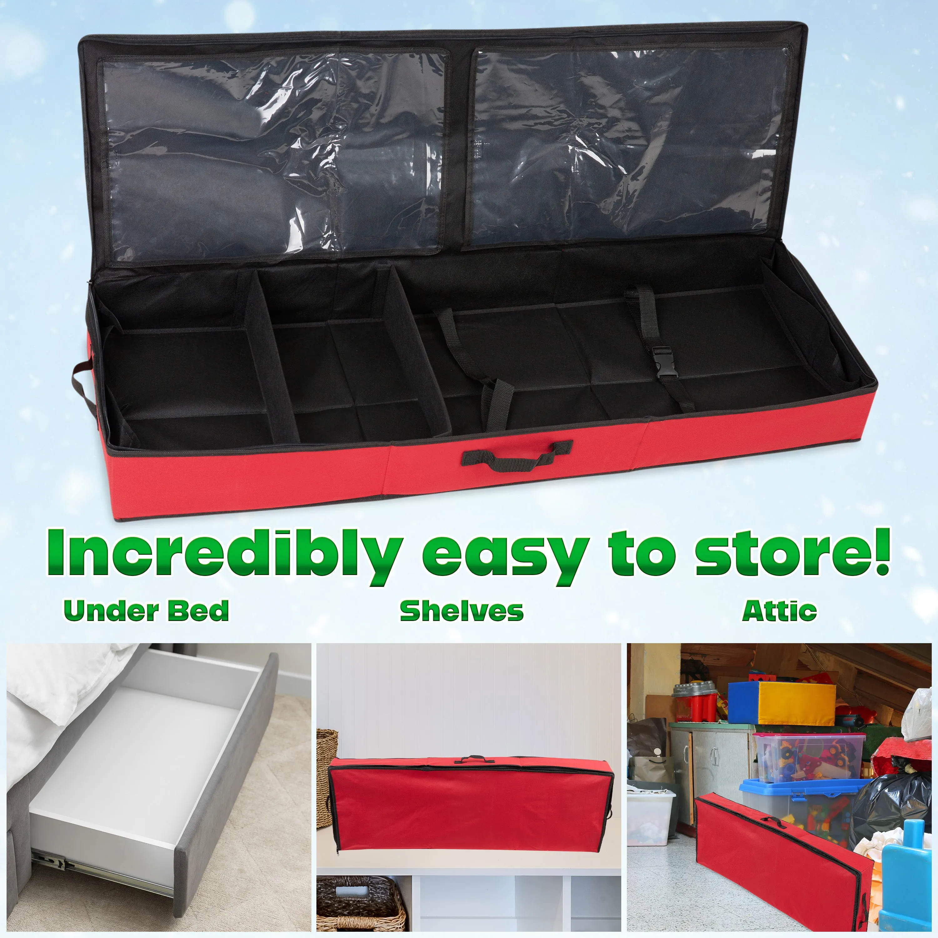 Christmas Tree Storage Bag - Zipped Christmas Storage Tree Bag - Red 100 cm
