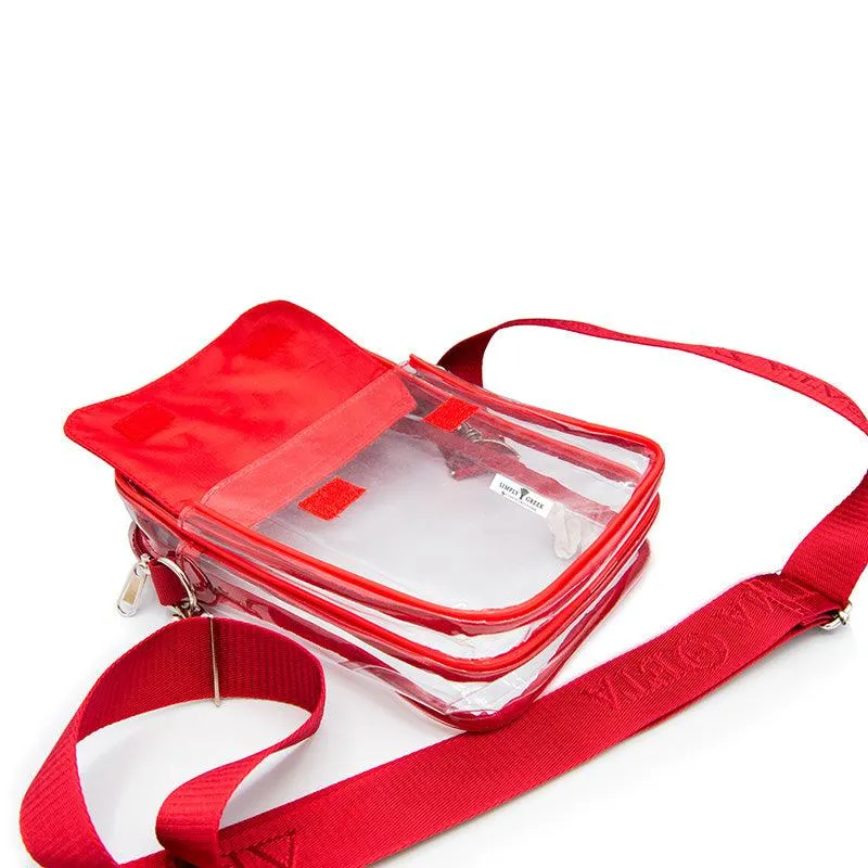 Clear Embroidered ΔΣΘ Stadium Crossbody Messenger Bag