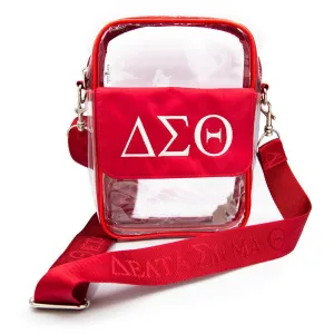 Clear Embroidered ΔΣΘ Stadium Crossbody Messenger Bag