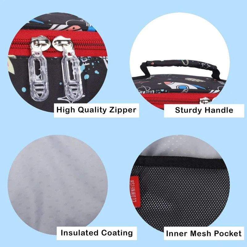 Combo: School Backpack with Pencil Pouch & Lunch Bag Trio | 30L | Jet Black