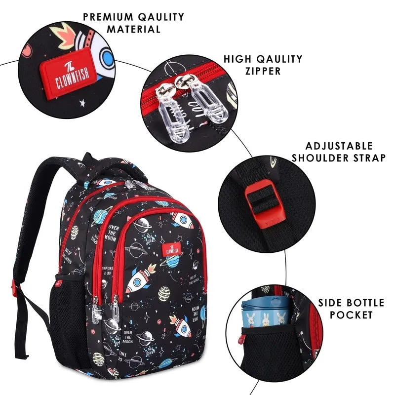 Combo: School Backpack with Pencil Pouch & Lunch Bag Trio | 30L | Jet Black
