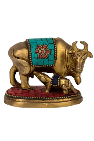 Cow And Calf Showpiece In Brass