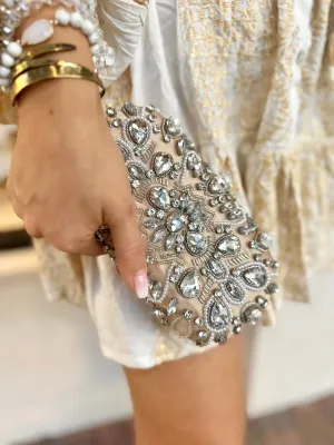 Cream Sparkle Hardshell Clutch