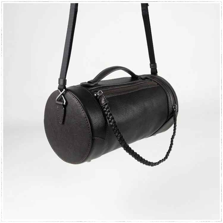 Cute Womens Green Leather Bucket Shoulder Purse Barrel Crossbody Bag Purse for Ladies