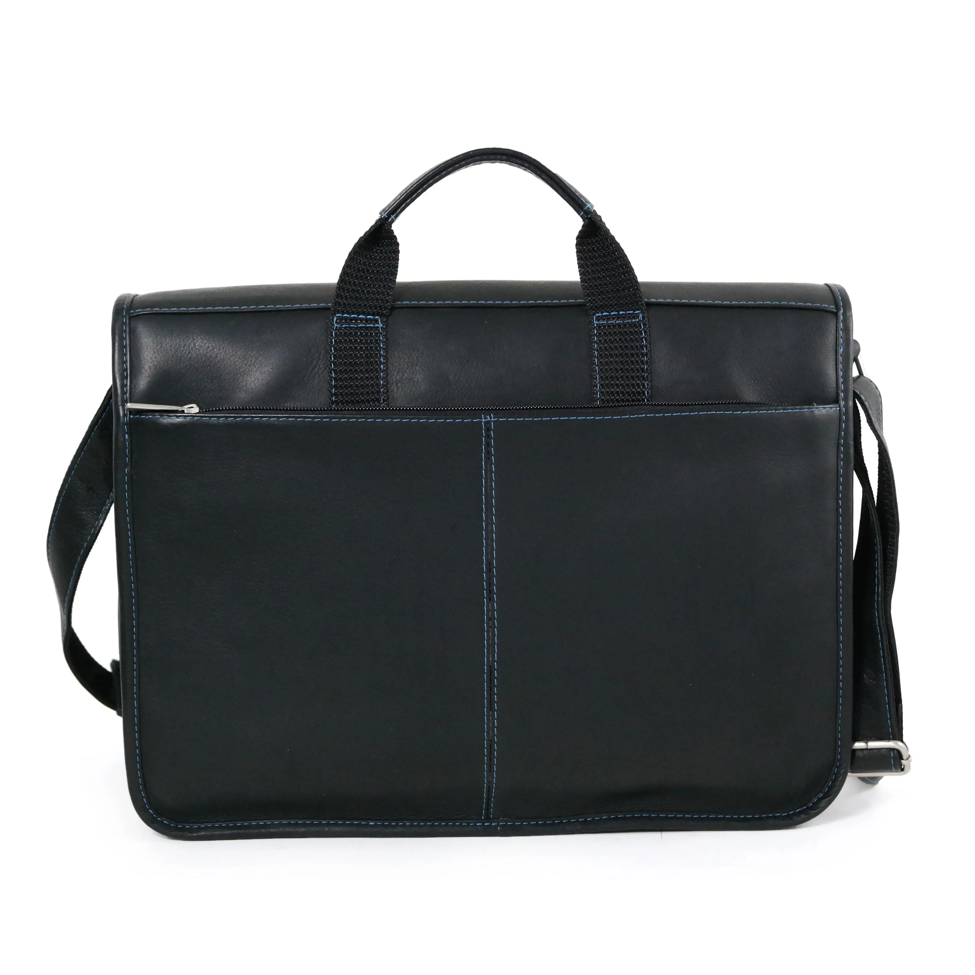 DayTrekr Messenger - Black w/Blue Top Stitching