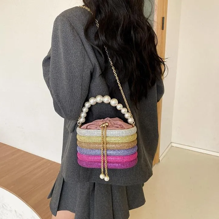 Dazzling Pearl Diamond Potli Bucket Bags