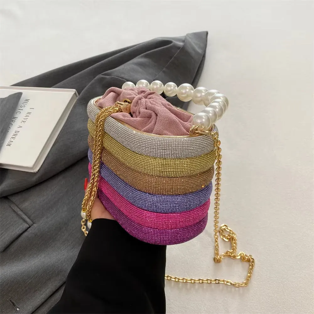 Dazzling Pearl Diamond Potli Bucket Bags