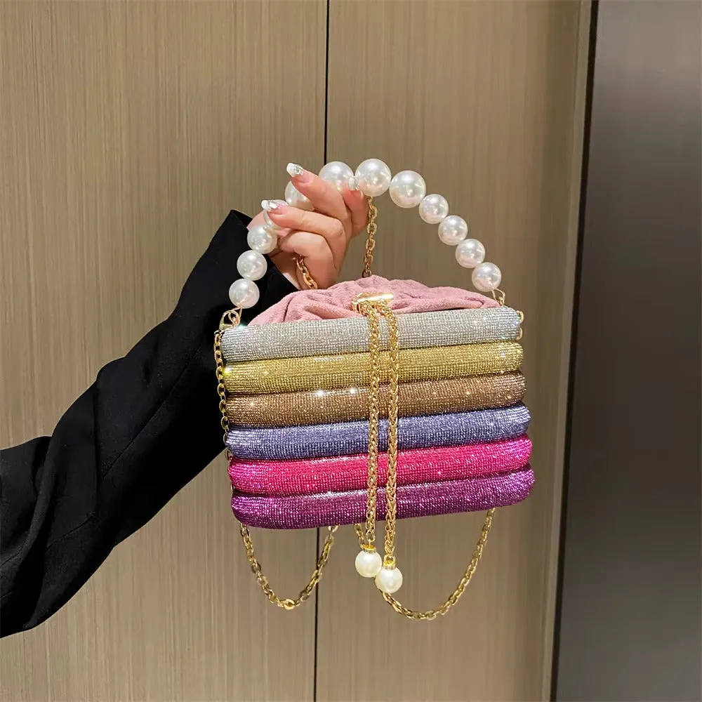 Dazzling Pearl Diamond Potli Bucket Bags
