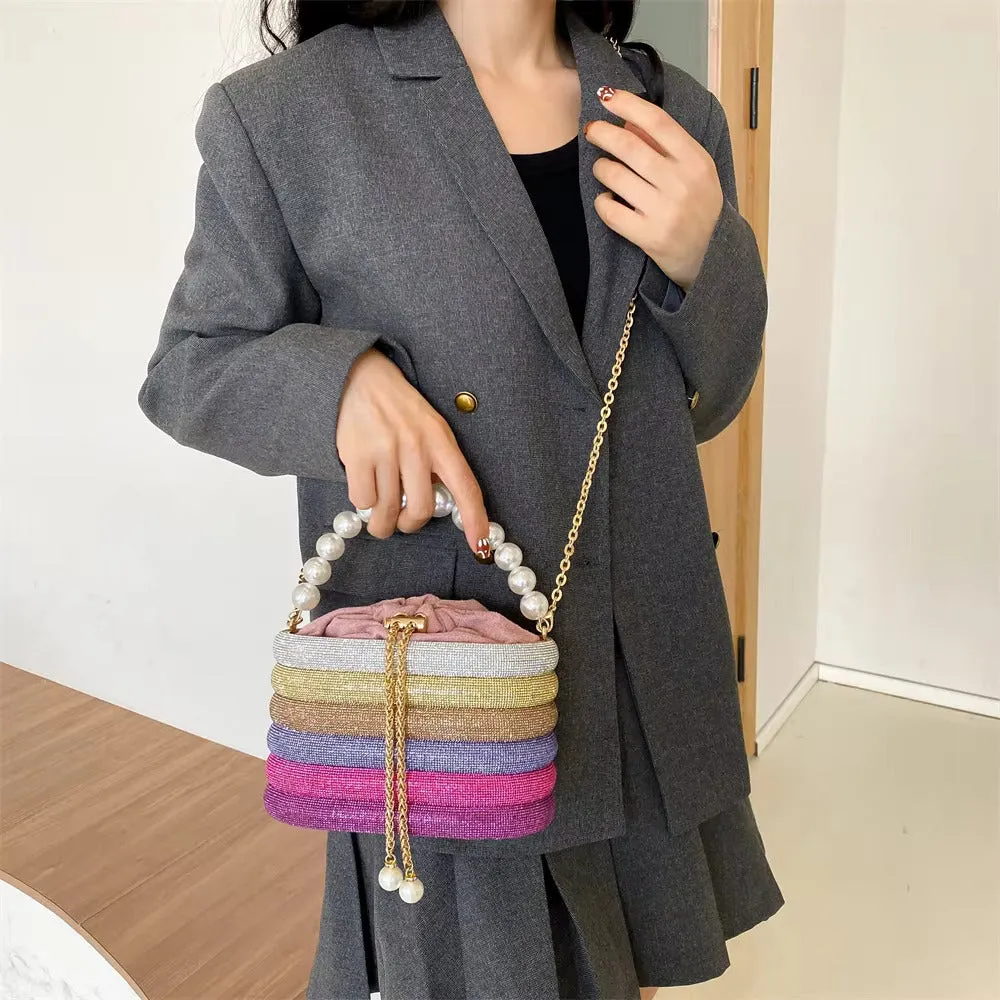 Dazzling Pearl Diamond Potli Bucket Bags