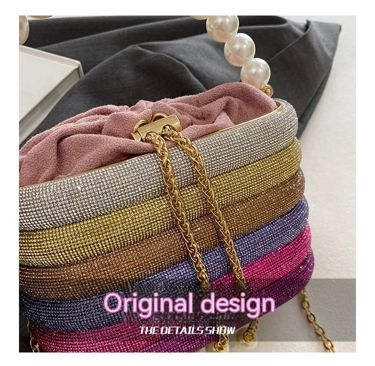 Dazzling Pearl Diamond Potli Bucket Bags