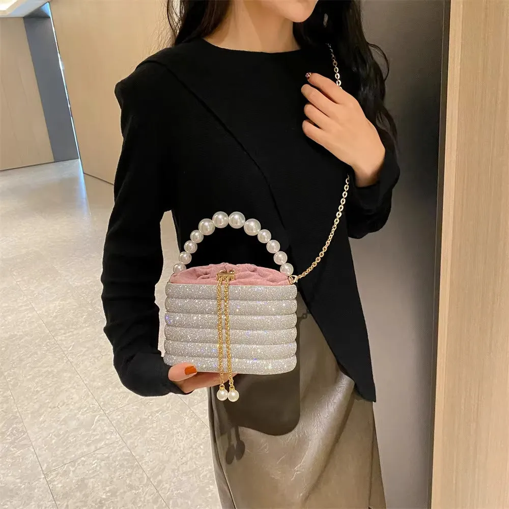 Dazzling Pearl Diamond Potli Bucket Bags