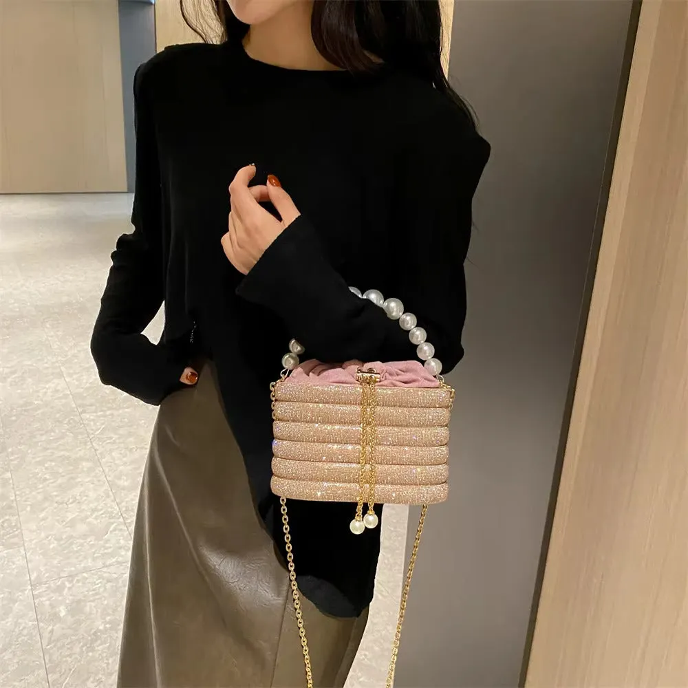 Dazzling Pearl Diamond Potli Bucket Bags