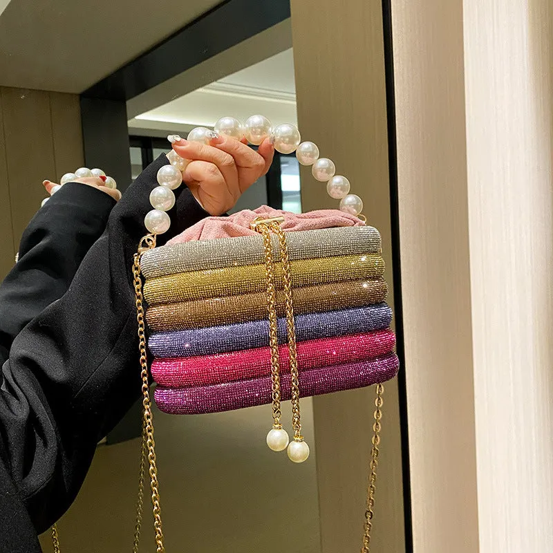 Dazzling Pearl Diamond Potli Bucket Bags