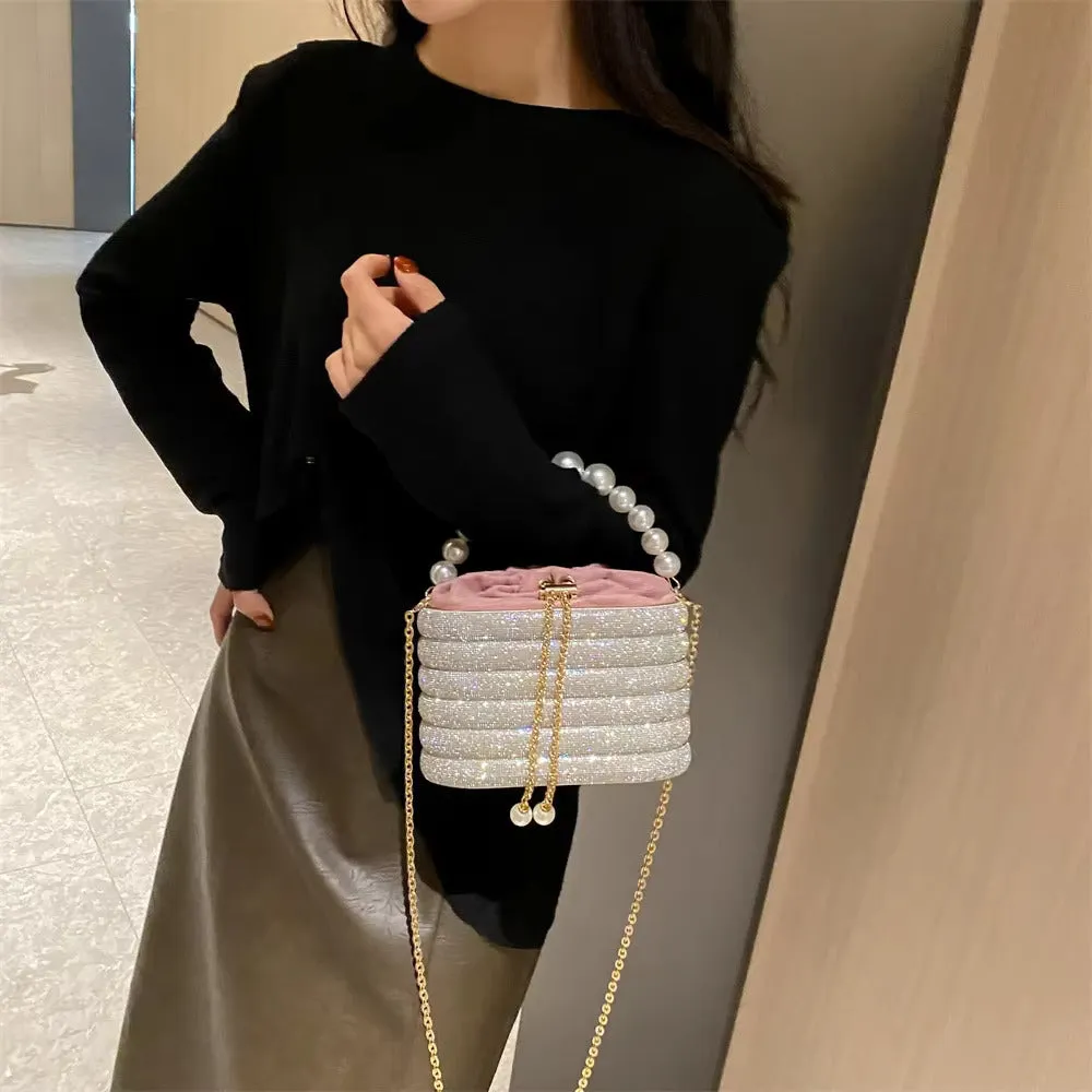 Dazzling Pearl Diamond Potli Bucket Bags