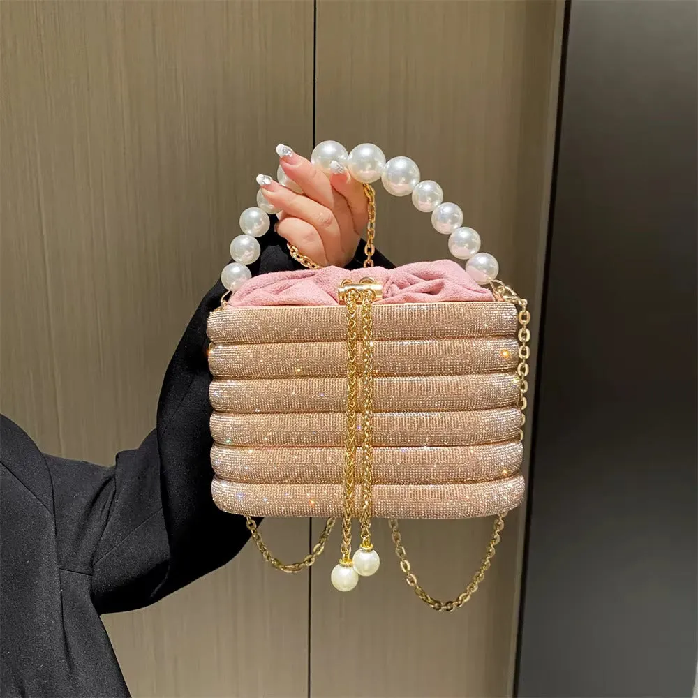 Dazzling Pearl Diamond Potli Bucket Bags