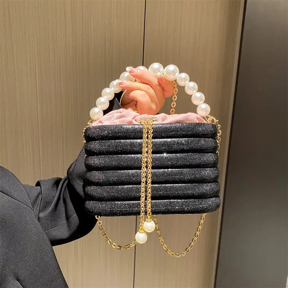 Dazzling Pearl Diamond Potli Bucket Bags
