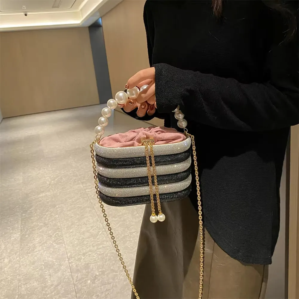 Dazzling Pearl Diamond Potli Bucket Bags