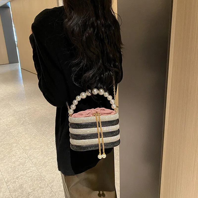 Dazzling Pearl Diamond Potli Bucket Bags