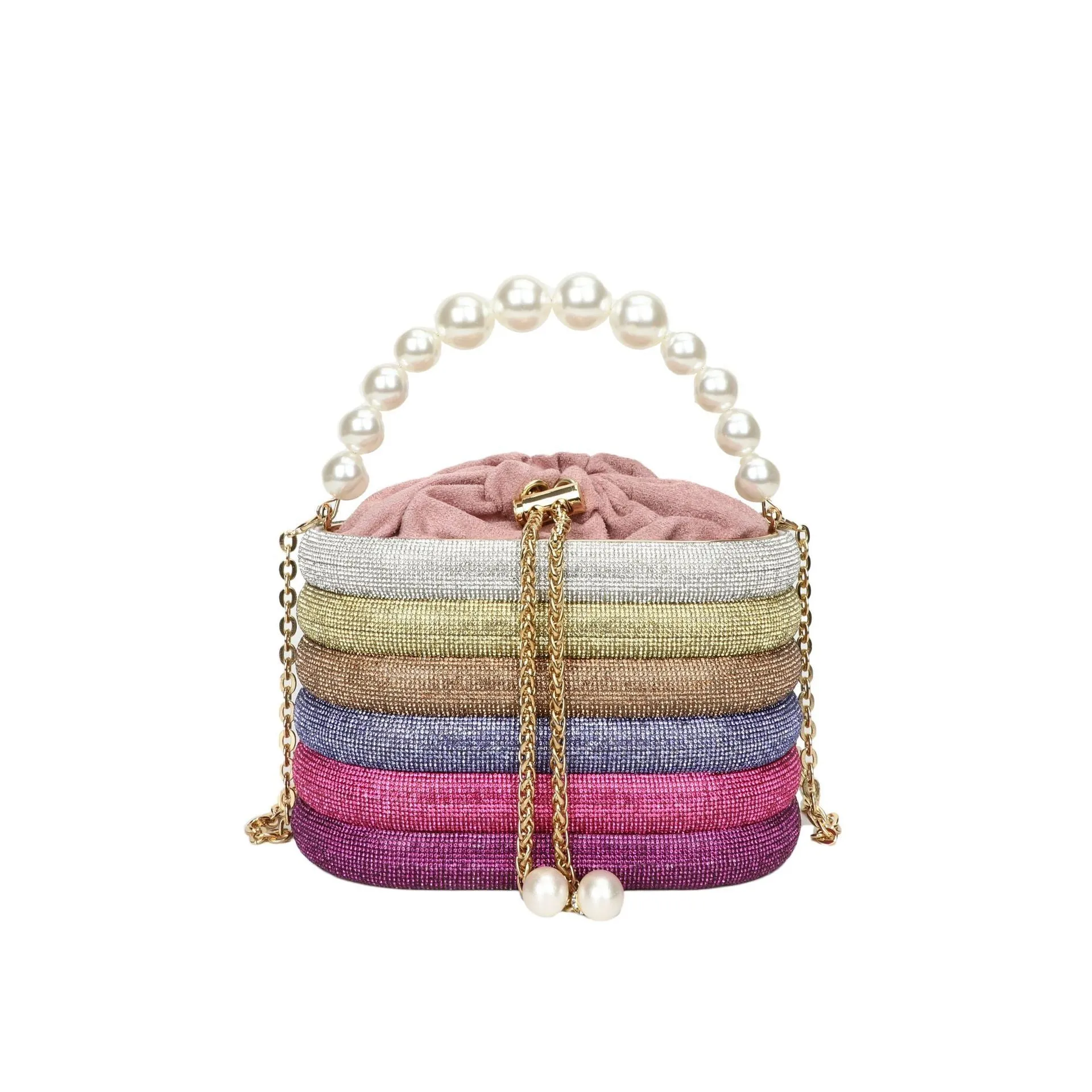 Dazzling Pearl Diamond Potli Bucket Bags