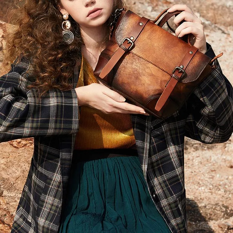 Designer Leather Handbags Women's Leather Satchel Bag Purse for Women