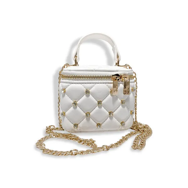 Embellished Vanity Quilted Purse in White