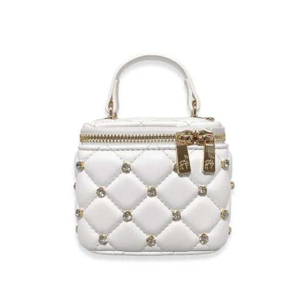 Embellished Vanity Quilted Purse in White