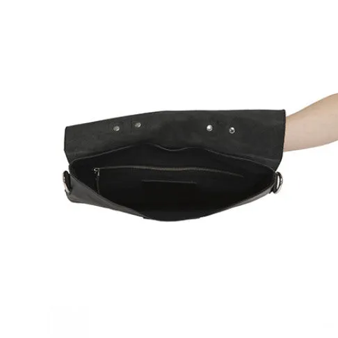 Enter Accessories Messenger Tote All Leather Black