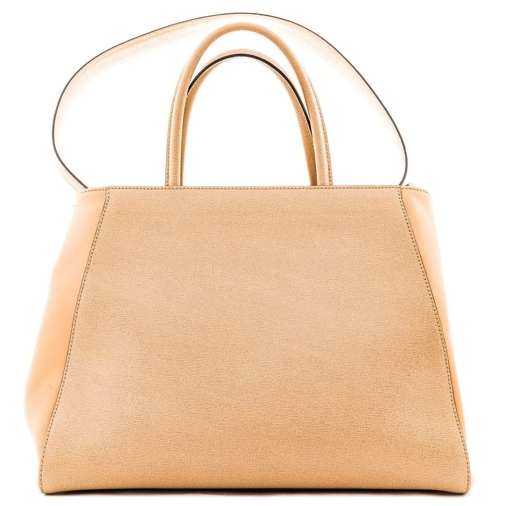 Fendi 2 Jours Beige Calf Leather Tote Bag