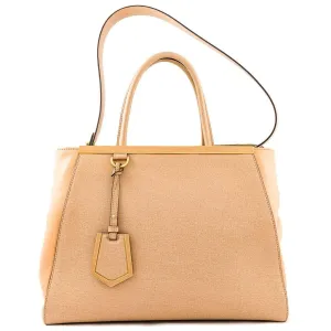 Fendi 2 Jours Beige Calf Leather Tote Bag