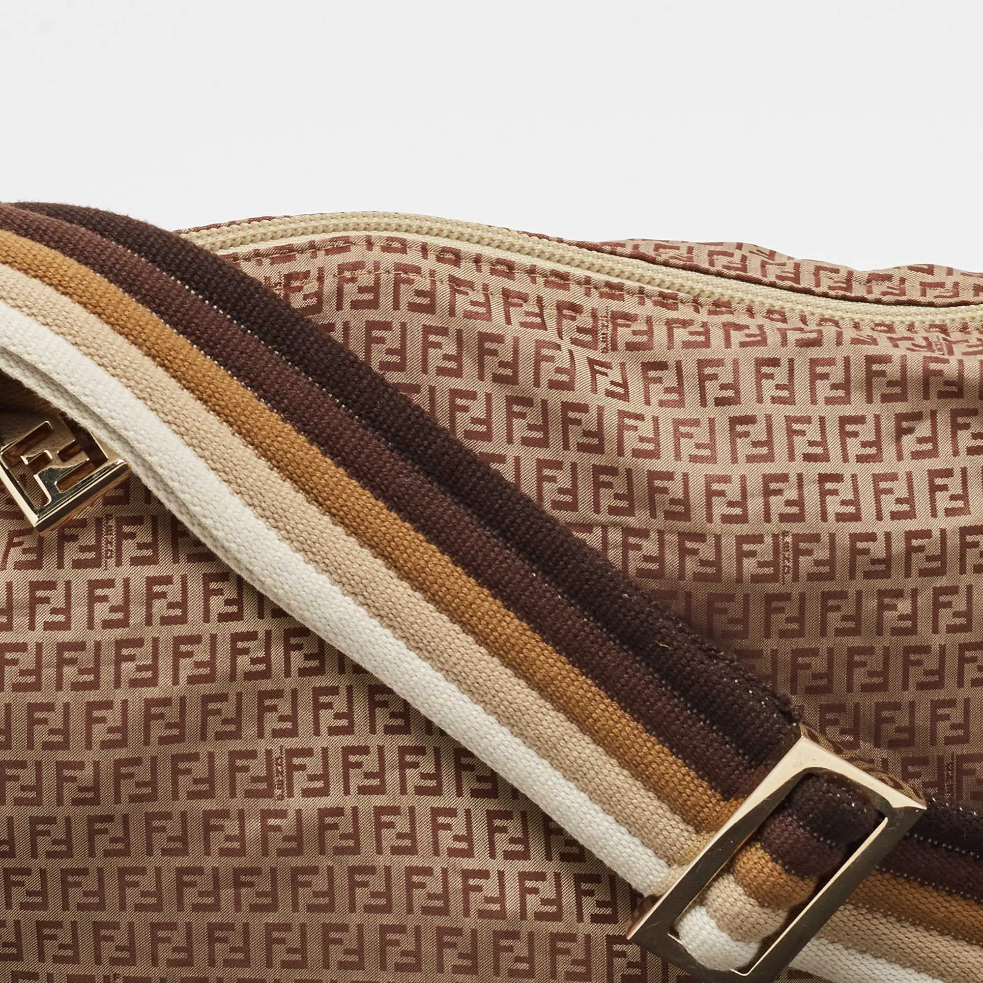 Fendi Beige/brown Zucchino Nylon And Leather Messenger Bag