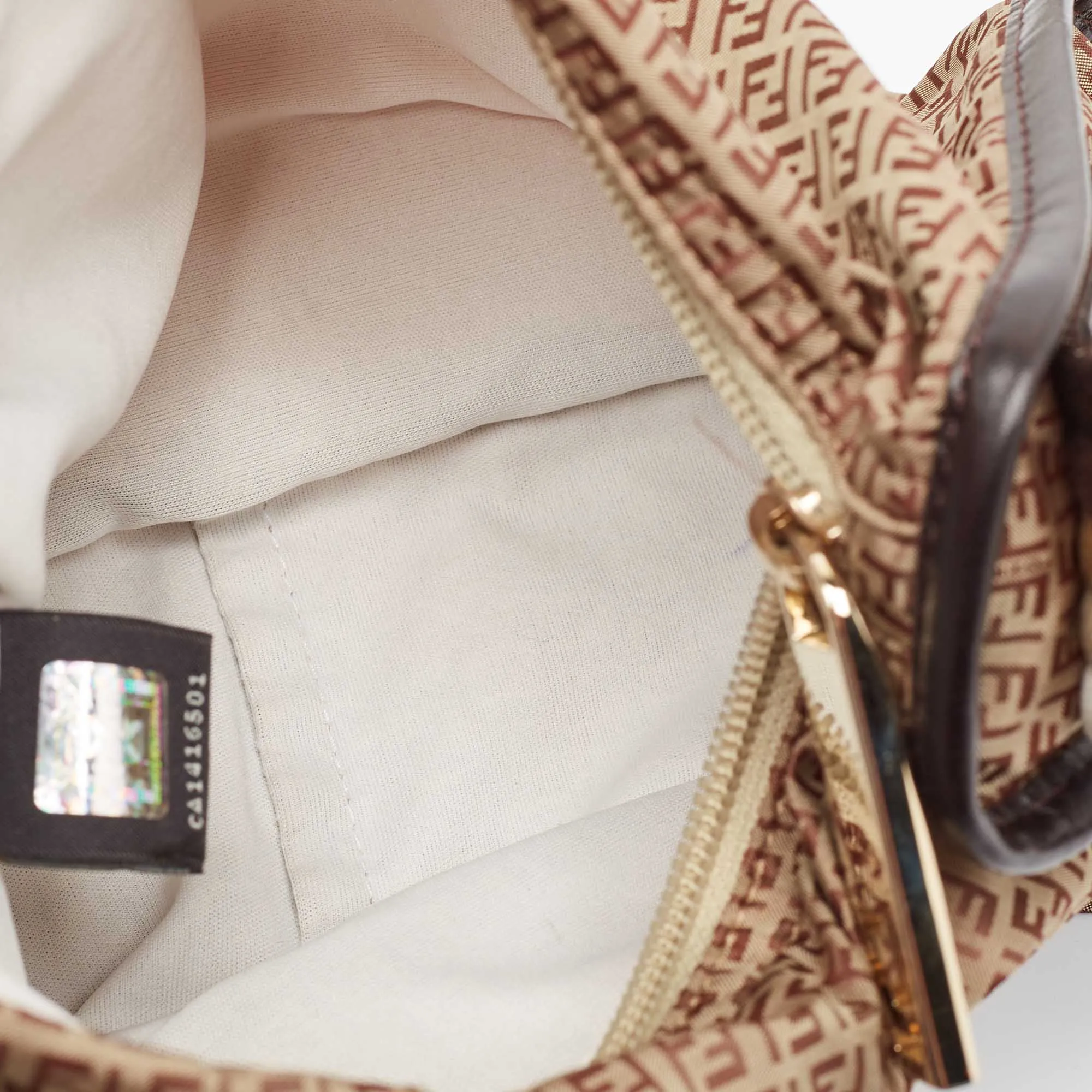 Fendi Beige/brown Zucchino Nylon And Leather Messenger Bag